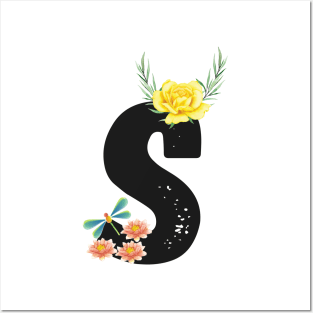 Letter S - Botanical English Alphabet, Name Initial Posters and Art